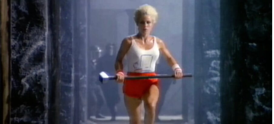 Anya Rajah was the sledgehammer-wielding star of Apple’s “1984” ad. Though some at Apple didn’t want to air it, the commercial became a sensation. (Credit: Apple)